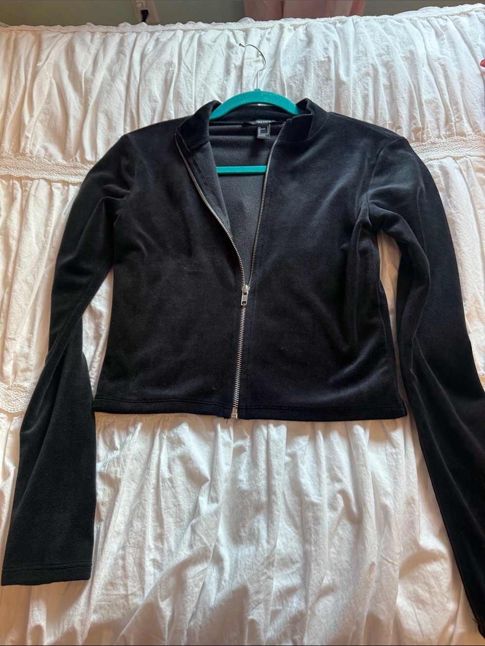 Kids Velour Black Zip Up